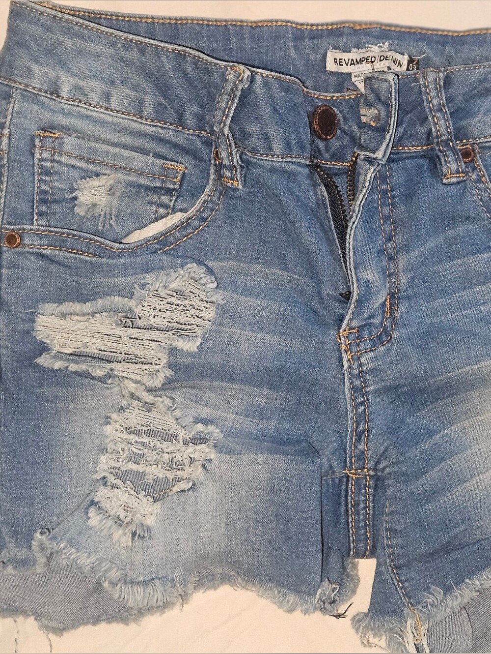 Revamped Mid Wash Blue Denim Jeans with Contrast Stitching